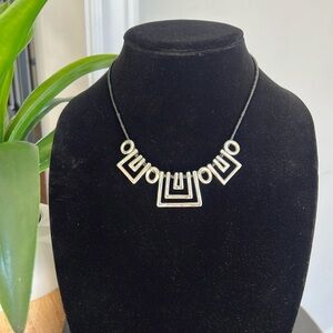 Vintage Necklace Silver and Black Leather with Lobster Clasp.